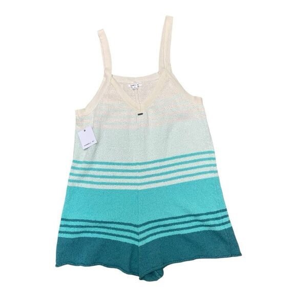 NWT O’Neill Blue Cream Romper Striped Swim Cover-Up Size M Surfer Beach Swim - Picture 2 of 7